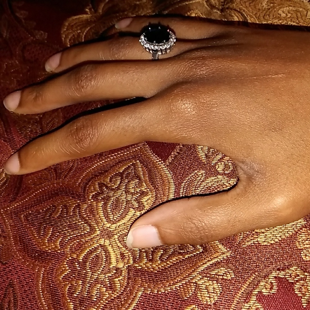 Sapphire & White Topaz Ring